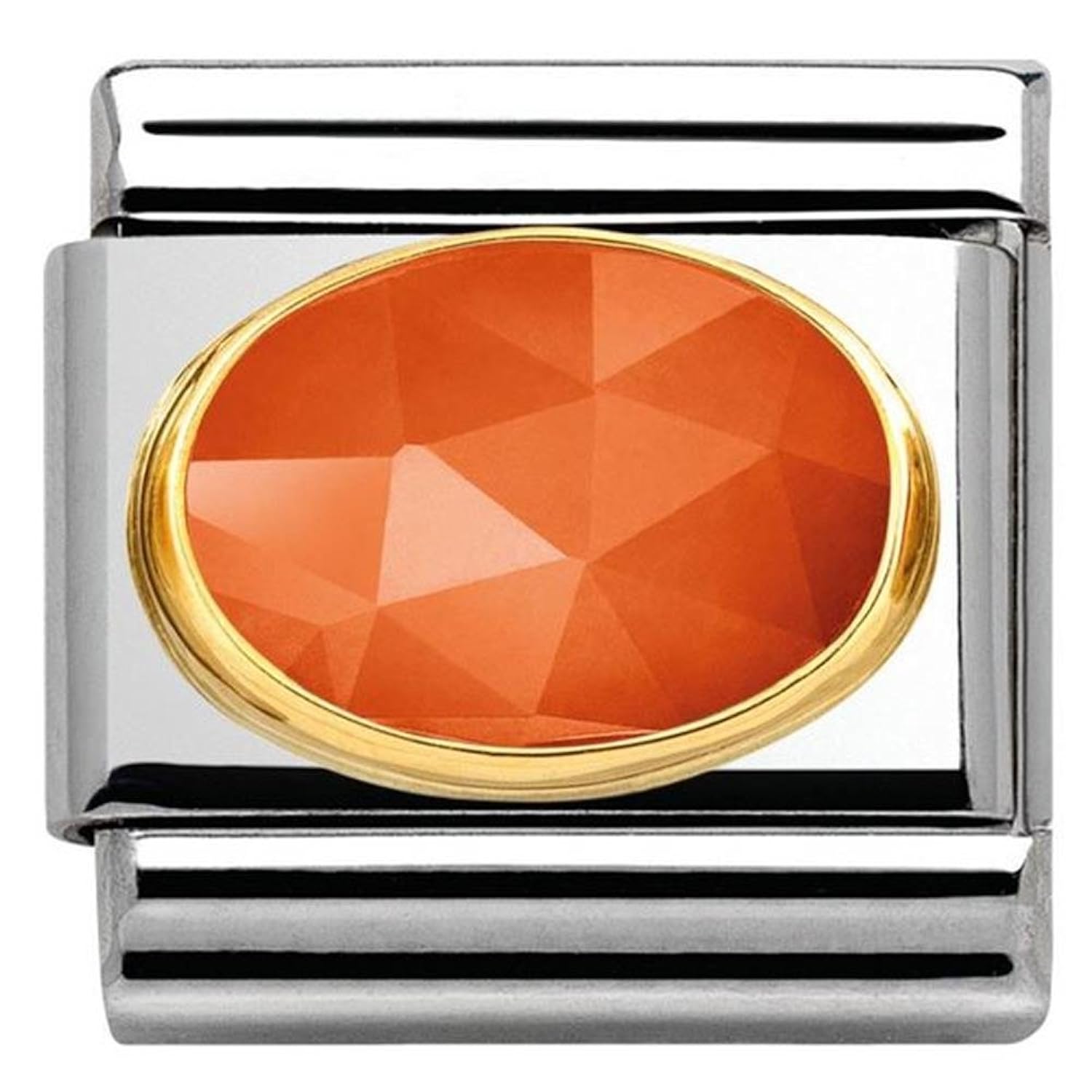 nomination 2m 镀金方晶锆石橙色–030515/ 10不锈钢